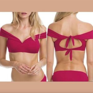 Becca Women's Off The Shoulder Bikini 2-Piece Hipster Bottom Raspberry Small